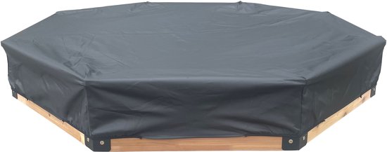 AXI Onno XXL Zandbak 200 x 200 x 23 cm in Bruin/antraciet – Met Zitbankjes – Met Hoes – FSC 100% Cederhout – Extra grote zandbak voor kinderen