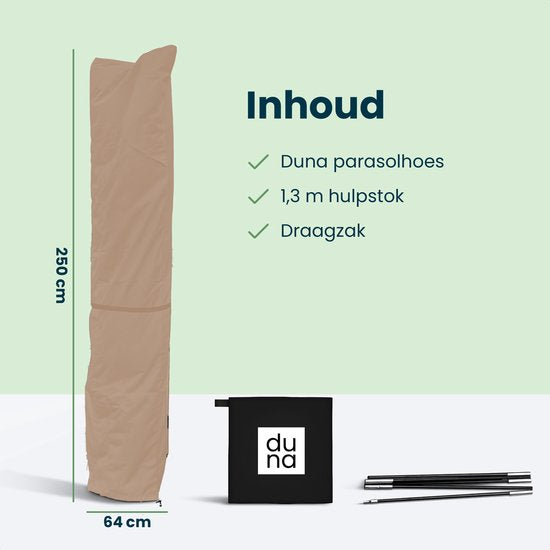 Parasolhoes voor Zweefparasol & Staande Parasol - Tot 400cm - Beschermhoes Waterdicht - Oxford 420D - Incl. Montagehulp - Bruin Taupe