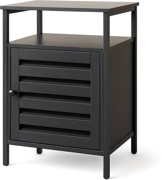 Goliving Nachtkastje - 40 x 40 x 60 cm - Opbergkastje met Deur en Planken - Hout - Industrieel - Bijzettafel Modern - Zwart