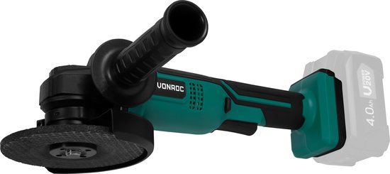 VONROC Accu Haakse Slijper - VPower 20V – Ø125mm – Incl. zijhandgreep & toolbag - Zonder accu & lader