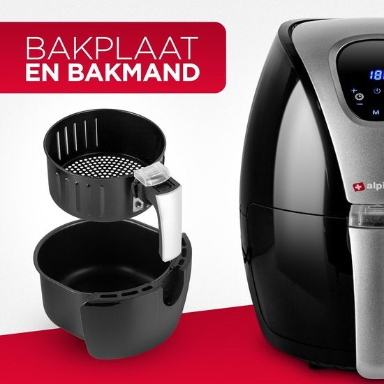 Alpina Hetelucht Friteuse L - 2,4 Liter - 80-200°C - Timer - 1500 Watt - Zwart