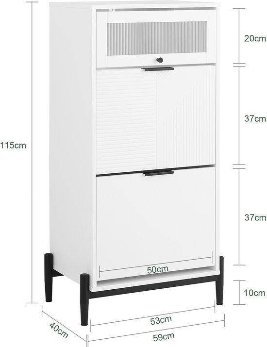 SoBuy FSB95-W Buffetkast - Witte Keukenkast met Wielen & Planken
