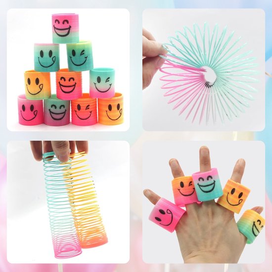 Partizzle 30x Traploper Klein Speelgoed Pakket - Trapveer Uitdeelcadeautjes - Slinky Grabbelton Traktatie Cadeautjes - Sensorisch / Fidget Toys - Voor Kinderen & Peuters