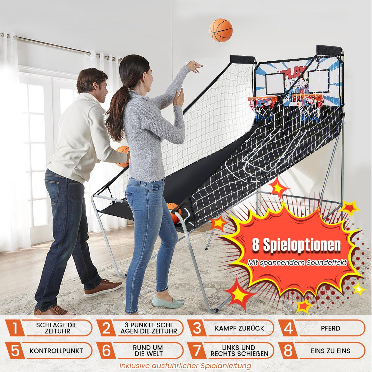 Coast Opvouwbare Basketbalmachine - Met 2 Ringen - Wit