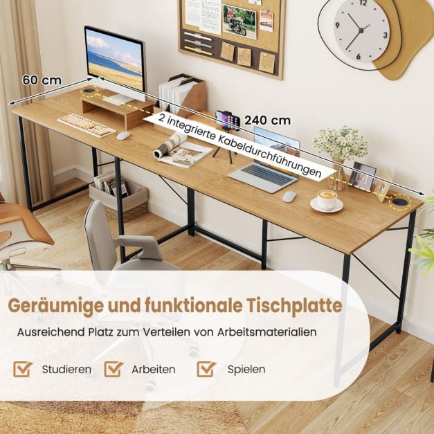 Coast L-vormig Hoekbureau – Ombouwbaar tot 240 cm – Monitorstandaard – Naturel