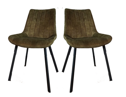 Meubel31 Riva Eetkamerstoelen – Duopack – Luxe Velvet – Metaal Frame – Groen
