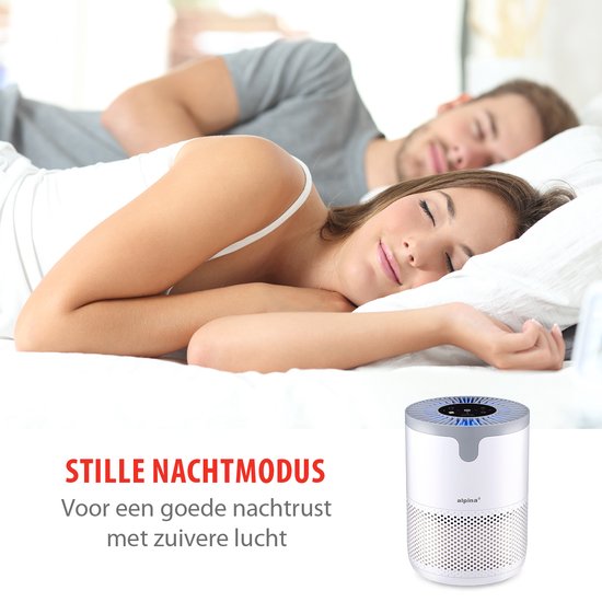 alpina Luchtreiniger met HEPA Filter H13 - Air Purifier met Ionisator voor Ruimtes 5-10 m2 - Lucht Reiniger 60 m³/h - Air Cleaner met 3 Snelheden - 230V/12W - Wit