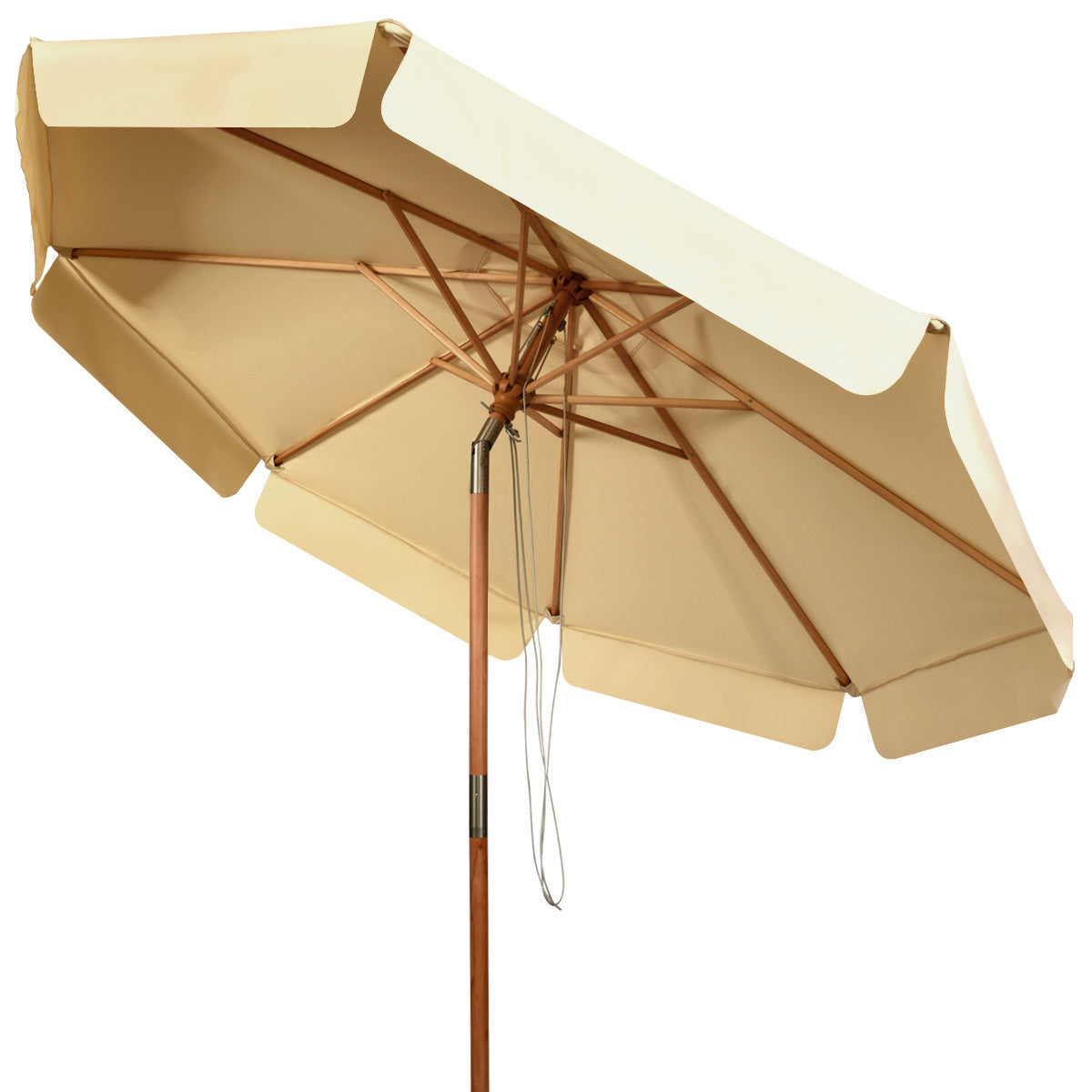 Coast tuinparasol - kantelbaar - waterdicht - met uv-bescherming - hout - 3m - beige