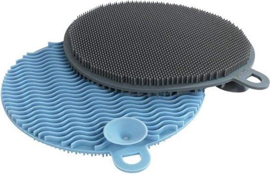 Wenko Spons 12 Cm Siliconen Blauw/grijs 2 Stuks