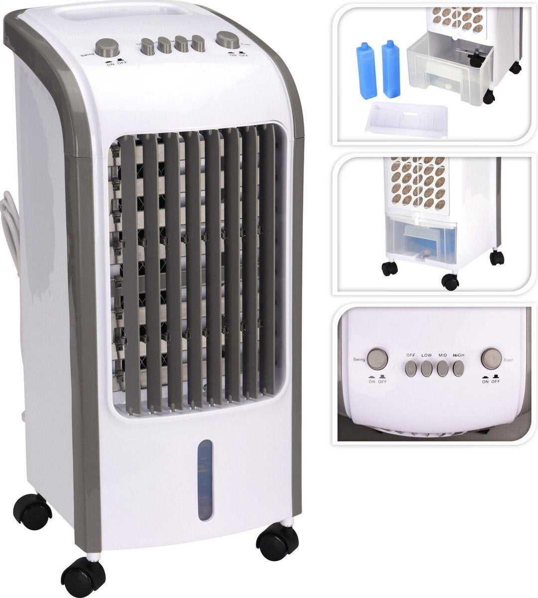 Excellent Electrics Aircooler - Luchtkoeler - 3.5L- 80 Watt - Fluisterstil geluid - 3 standen - Met koelelementen
