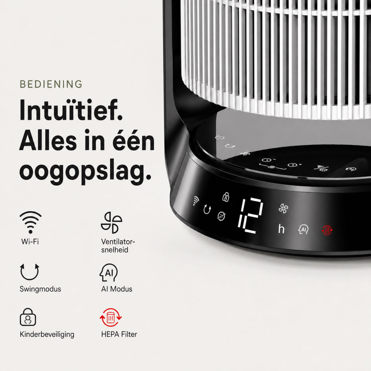 MONSGA AP200 2-in-1 luchtreiniger en luchtcirculator, H13 HEPA-filter, CADR 280 m³/u, 25 dB slaapmodus, bediening via app en afstandsbediening, voor slaap- en woonkamer