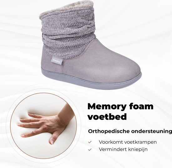 Pantoffels Dames - Sloffen - Maat 42/43 - Grijs - Anti-slip - Comfeet