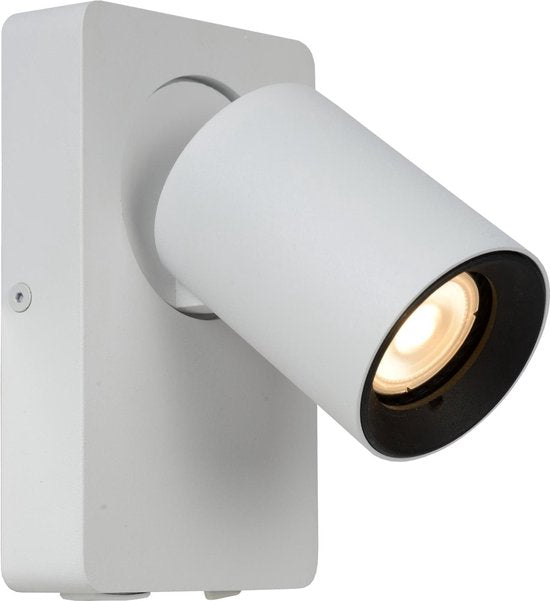 Lucide NIGEL - Bedlamp / Wandlamp - LED Dim to warm - CCT - GU10 - 1x5W 2200K/3000K - Met USB oplaadpunt - Wit