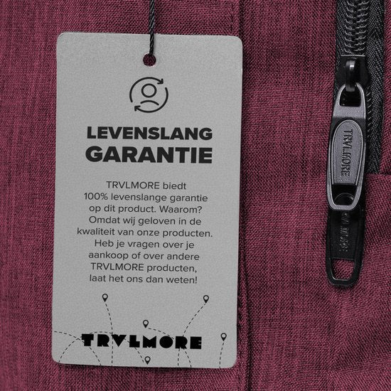 TRVLMORE Rugzak met Levenslange - Rugtas met 15,6 Inch Laptopvak - Schooltas - Spatwaterdicht - Heren en Dames - Jongens en Meisjes - 25L - Burgundy