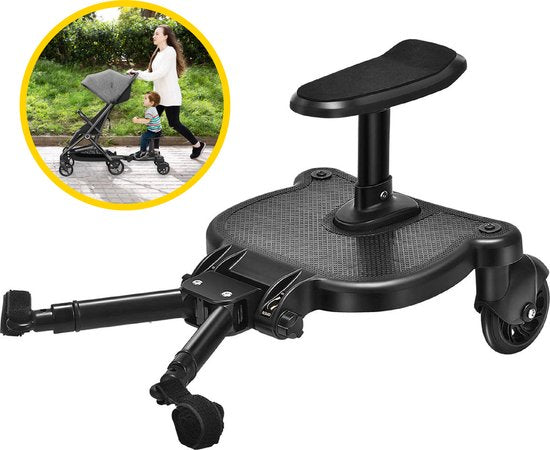 HeppieBabie Universeel Meerijdplankje - Met Zitje - Voor Kinderwagen of Buggy - Buggy Board