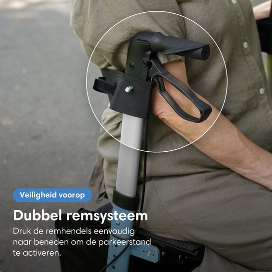 SafeLife® Rollator lichtgewicht en opvouwbaar - zitfunctie - voor binnen en buiten - Rugleuning en wandelstok houder - Blauw