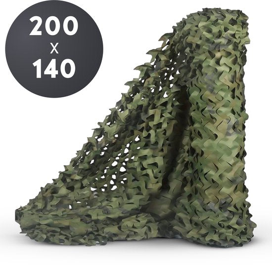 Volcan Camouflagenet 200x140 - Schaduwdoek - Camonet - Voor Optimaal Camouflage Effect - Groen