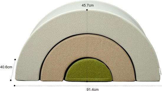 Sunny Seli Regenboog Foam Blokken – Zachte Klim- Stapel- en Speelblokken – Beige, Bruin en Groen – Softplay Foamblokken - Montessori Speelgoed – 3-delig - Vanaf 12 maanden - Veilig Spelen en Leren