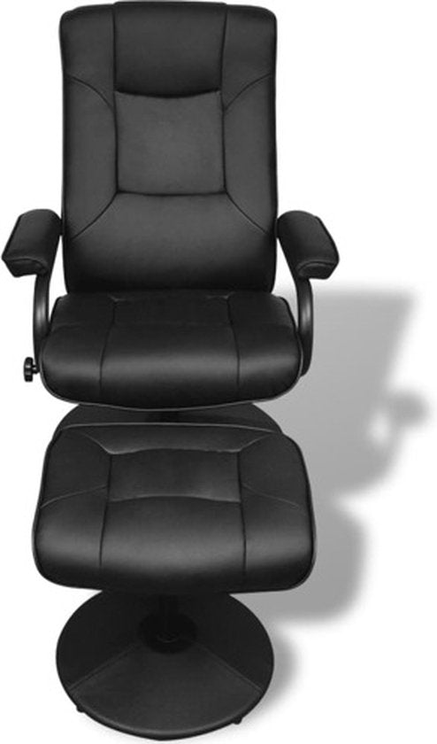 vidaXL - Tv-fauteuil - met - voetenbankje - kunstleer - zwart