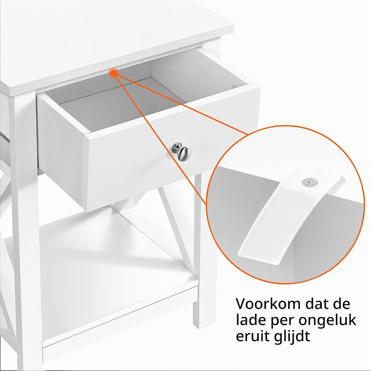Yaheetech Bijzettafel met Lade - 40 x 30 x 55 cm - MDF - Met Onderrek