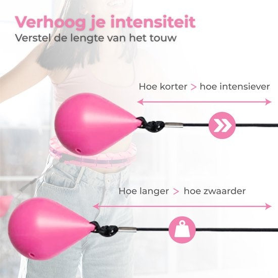 Nuvance - Verstelbare Fitness Hoelahoep met Gewicht - 24 + 5 Schakels - voor Volwassenen en Kinderen - Hoelahoeps - Smart Hoepel - Roze