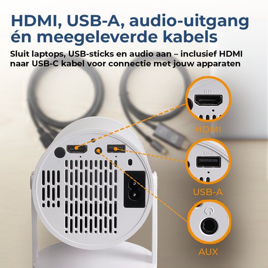 Denver Mini Beamer PR2500 – Full HD 1920x1080P – 175 ANSI Lumen – Thuisbioscoop Projector – HDMI, USB-C & Bluetooth – Compact & Draagbaar