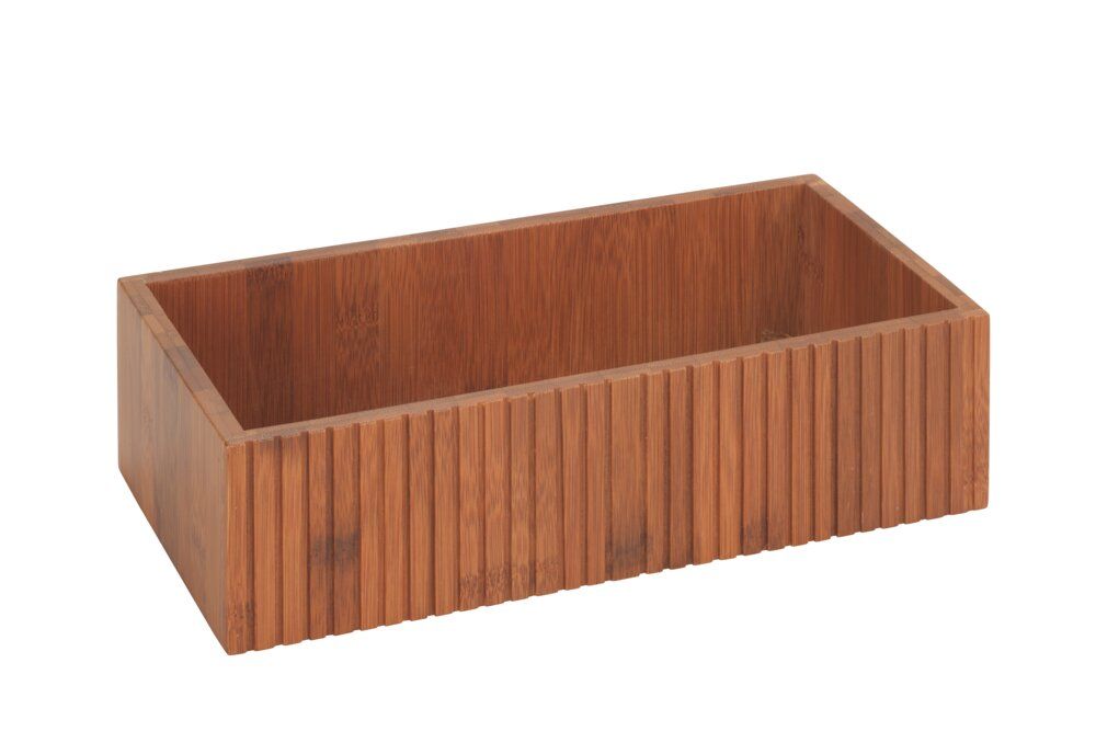 WENKO Mera Opbergdoos Gerookt Bamboe - 30 x 15 x 8 cm - Gegroefd Design
