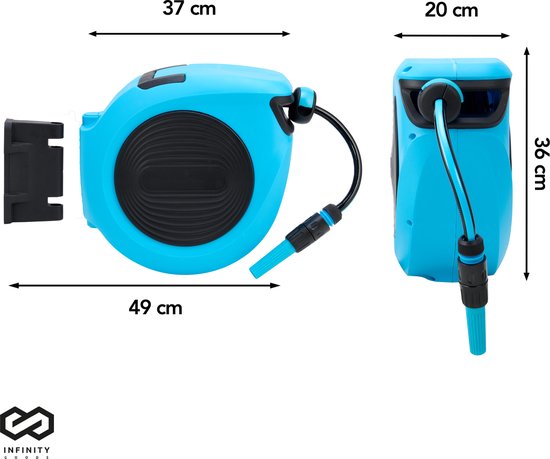 Infinity Goods Wandslangbox - 20 Meter - Slanghouder - Tuinslang Met Haspel - 180° Draaibaar - Automatisch - Slanghaspel