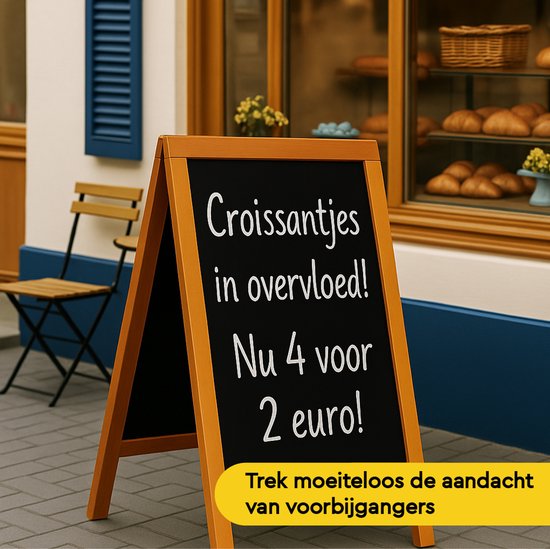 BRASQ Krijtstoepbord Mahonie - 70x130 CM - Krijtbord - Reclamebord - Stoepbord - Dubbelzijdig - voor Binnen en Buiten - Horeca