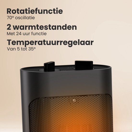 Auronic Ventilatorkachel Pro - Keramische Kachel - 2000W Heater - Zwart