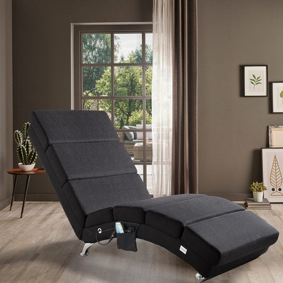 Casaria Relaxfauteuil - Massage en Verwarmingsfunctie Stof - Antraciet