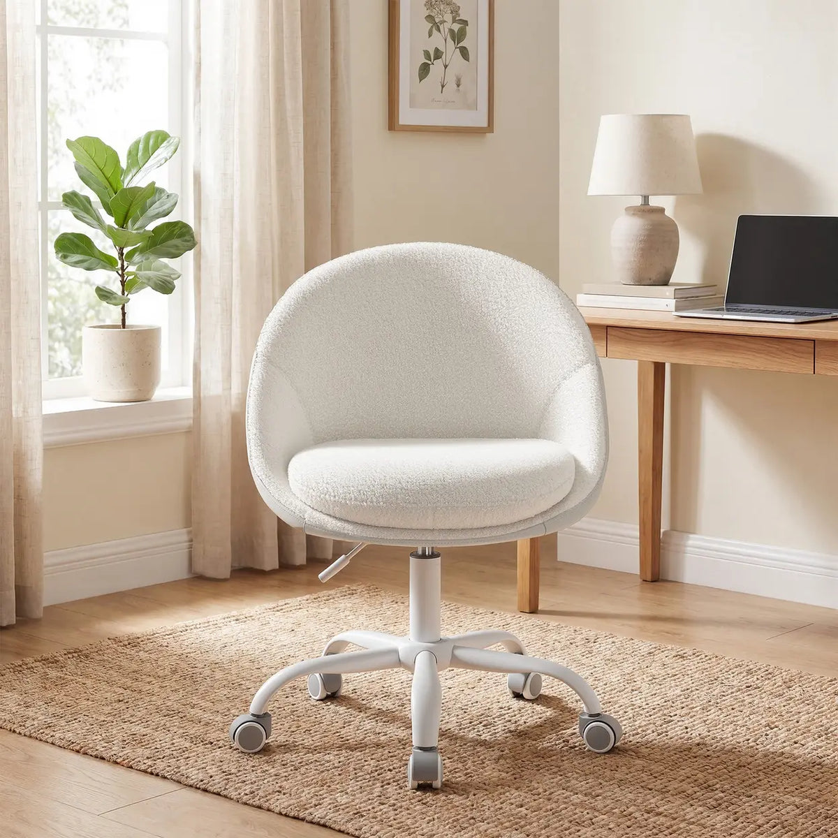 JOYFURNOS Sherpa Bureaustoel - In Hoogte Verstelbaar - Beige/Wit