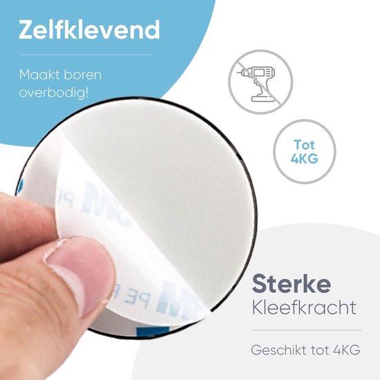 Trendfield Haakjes Zelfklevend - Handdoekhaakjes - 4 Ronde Zelfklevende Haken - Ophanghaken - Wandhaak - Plakhaakjes Handdoek - Handdoekhouder - Ophanghaakjes - Zwart
