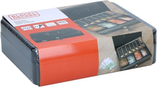 BLACK+DECKER Geldkistje - Geldkist incl. 2 Sleutels - 30,5 x 8,5 x 24 CM - Metaal - Zwart