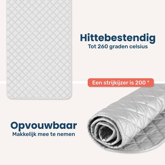 Strijkdeken - 85x50 cm - Lichtgewicht - Strijk - Mat - Hitte bestendig - Doek - Plank - Vouw - Voor op Tafel - Reis - Strijkijzer - Mini - Mouwplankje - Kussen - tafelstrijkplank