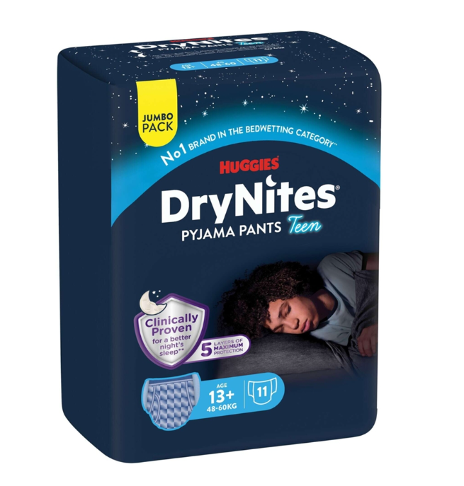 Huggies DryNites Pyjama Pants Jongen 13+ Jaar - 48-60 kg - Jumbo Pack 11 Stuks