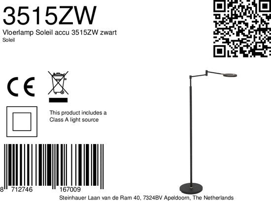 Steinhauer vloerlamp Soleil - zwart - luminium - 3515ZW