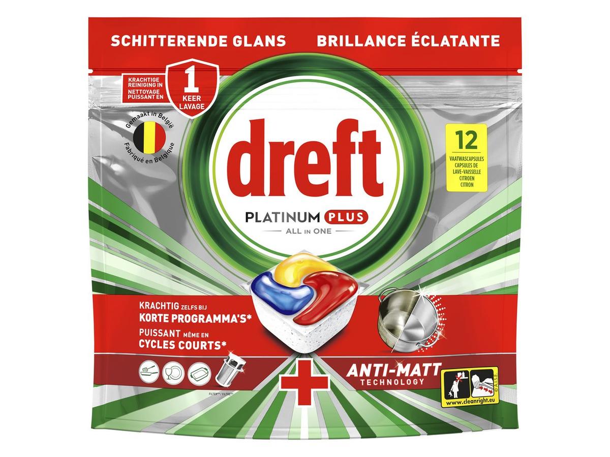 Dreft Platinum Plus Vaatwastabletten - Lemon Geur - 72 stuks - 144x aanbieding