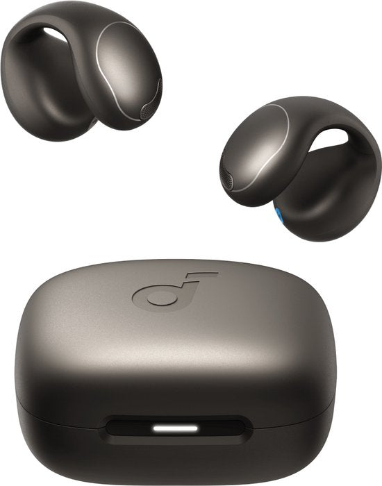 soundcore by Anker C40i Draadloze Open-Ear Oordopjes Zwart - Earbuds - clip-on, flexibel joint design, knopbediening, lichtgewicht comfort, stabiele pasvorm met bevestigbare grips, uitgebreide drivers voor een helder geluid.
