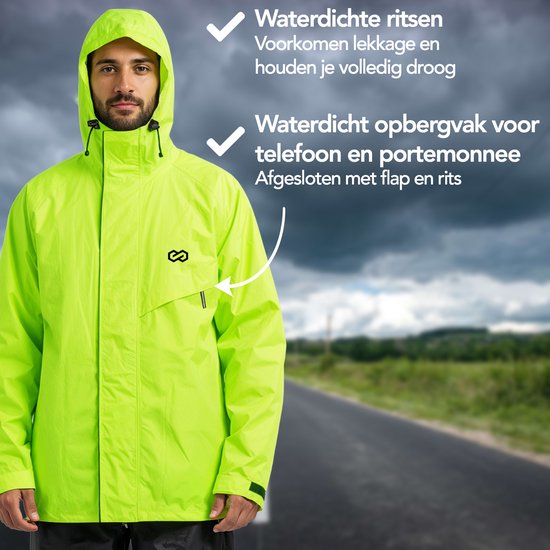Infinity Goods Regenpak Nikki - Dames & Heren - Maat XXXL - Waterdicht & Ademend - Reflecterend - Fluo Geel