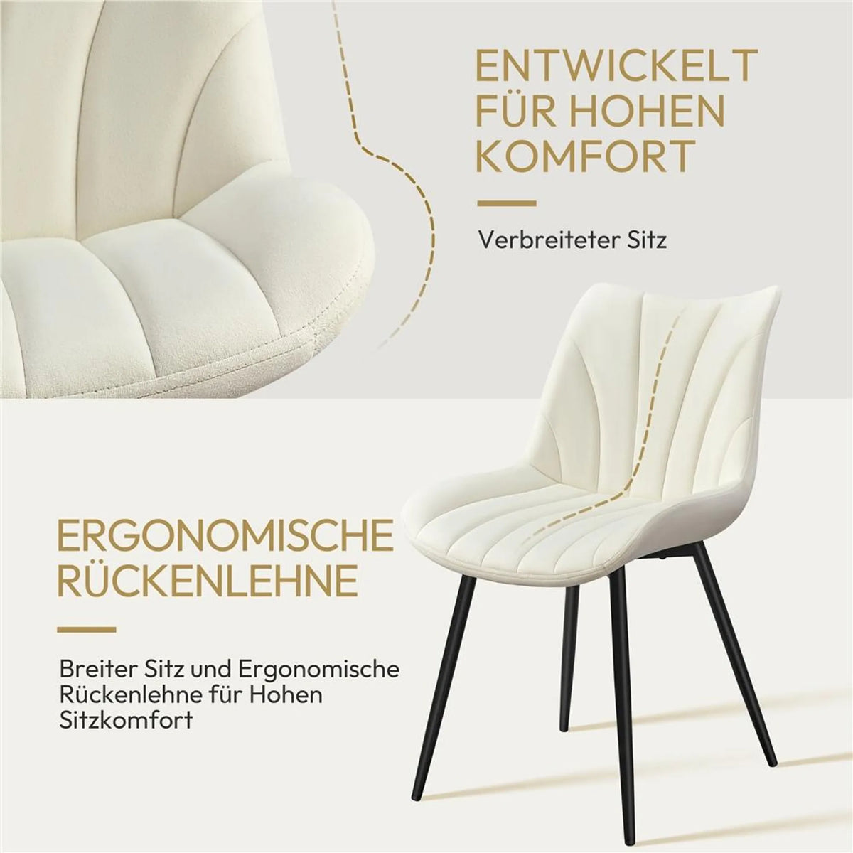 Yaheetech Set van 2 Eetkamerstoelen 47x58x84 cm – Beige – Polyester en Metaal