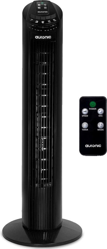 Auronic Torenventilator - Staande Ventilator met Afstandsbediening - Vloerventilator - Timer - Kolomventilator - Fan - 50W - 45dB - 74cm - Zwart