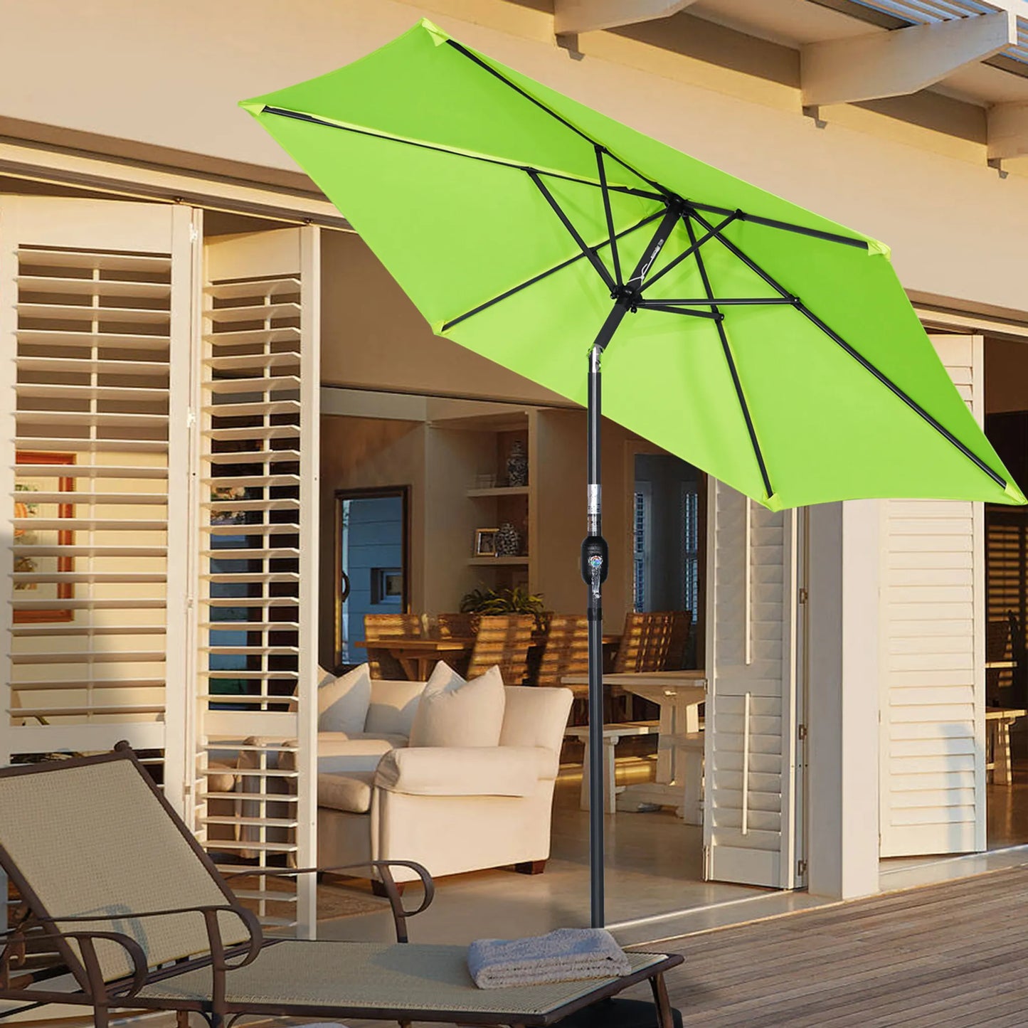 Angel Living parasol 300 cm - rond - Groen - aluminium frame - polyester doek 180 g/m2 - UV50+