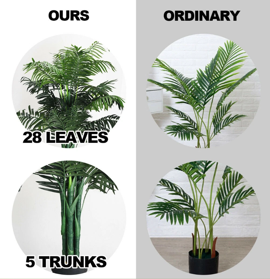 1,1 meter hoge kunstmatige Areca-palm - Decoratieve zijden boom met mand voor binnen en buiten