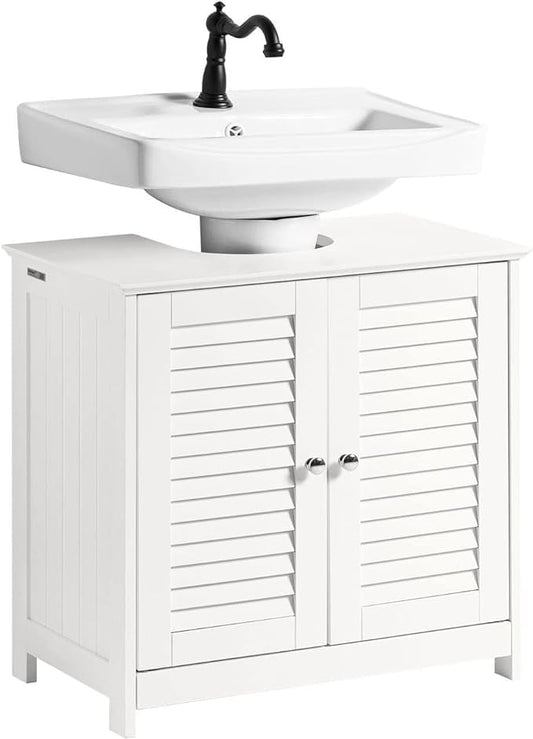 SoBuy Wastafelonderkast met 2 Deuren en 2 Planken – Wit – 60×35×58 cm – Badkamermeubel