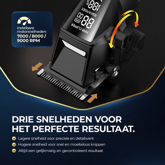 Professionele Draadloze Tondeuse - Beeperfect® - Tondeuse Mannen Hoofdhaar - Haartrimmer - Kapper Haar Machine - Haartondeuse - Trimmer Baard - Trimapparaat - Barber Hair Clipper - Kapper Trimmer - 0.5-19MM