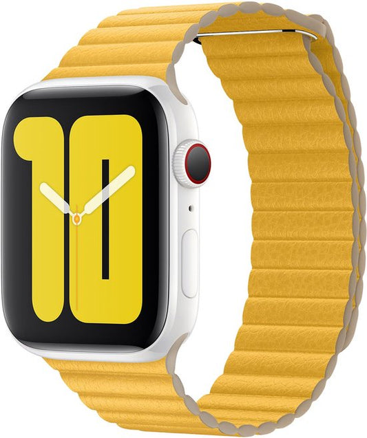 Apple Lederen Lus L voor de Apple Watch Series 1 / 2 / 3 / 4 / 5 / 6 / 7 / 8 / 9 / SE / Ultra (2) - 42 / 44 / 45 / 49 mm - Meyer Lemon