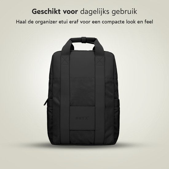 ONYX Rugzak 20L met Laptopvak - Afneembare Organizer etui - Dames en Heren - Laptoptas - Schooltas - Rugtas - Zwart