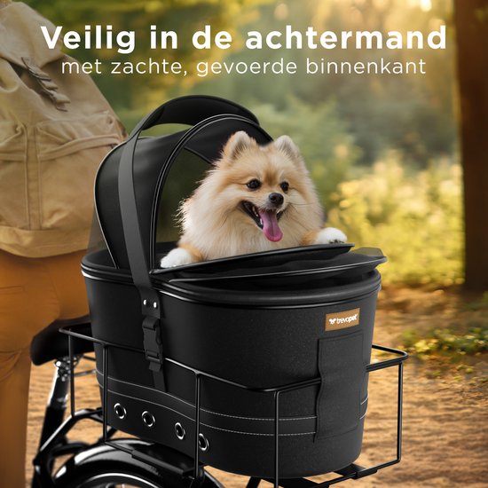 Trevopet® Hondenfietsmand Achterop - 2-in-1 Fietsmand Hond & Draagtas - Geschikt voor Elektrische Fiets - Tot 12 kg - Stevig Oxford Materiaal