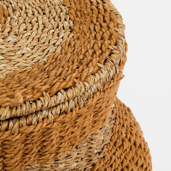 Mica Decorations Tacoma Opbergmand met Deksel - H48 x Ø55 cm - Jute - Geel